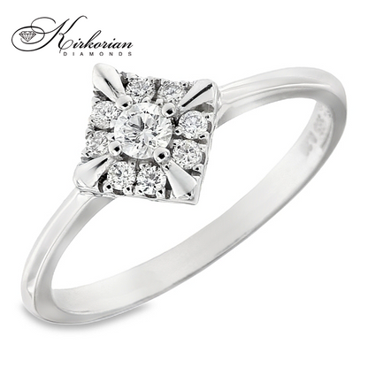 Годежен пръстен от бяло злато 14К с диаманти 0.20 ct – код RN18, цени от производител