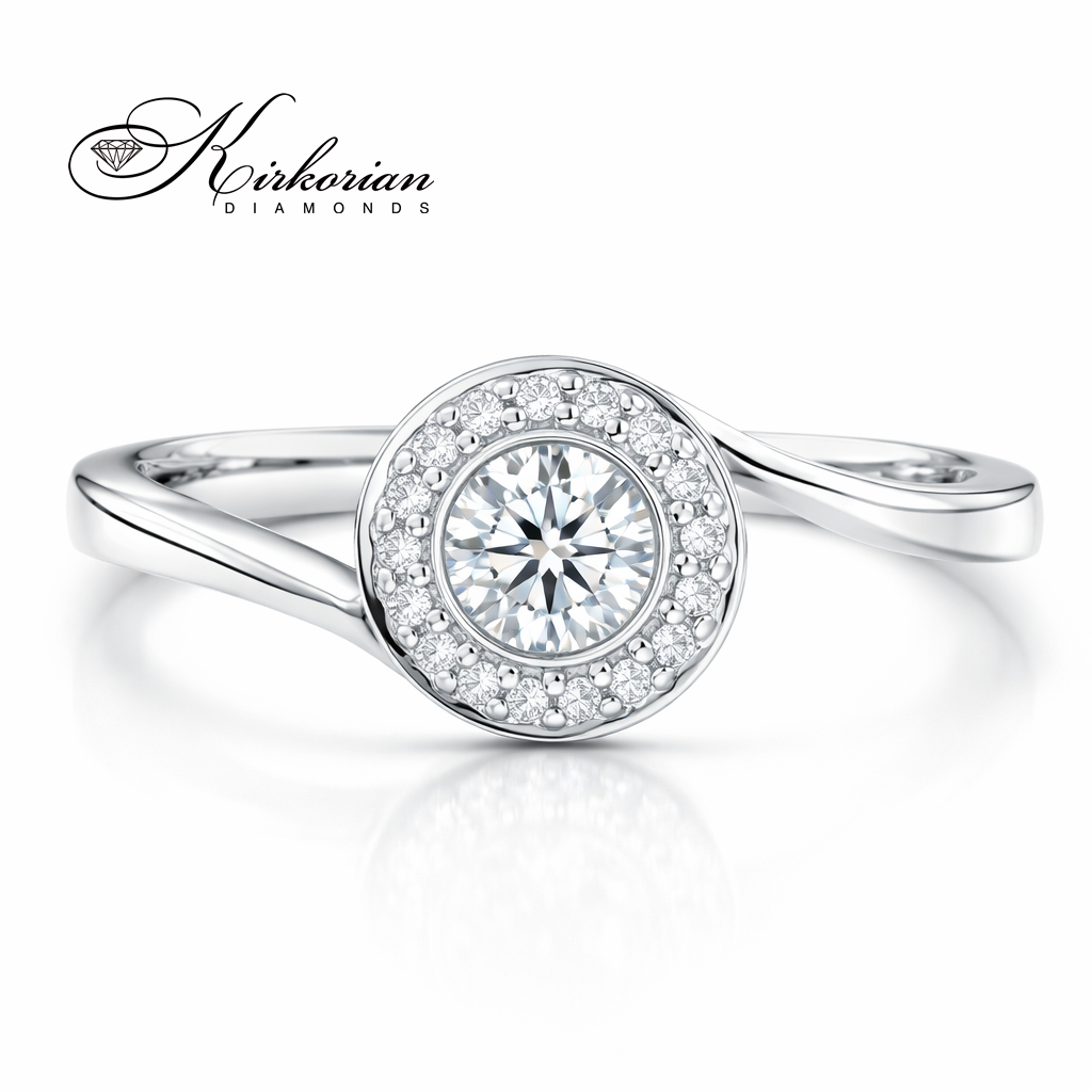 Годежен пръстен от бяло злато 14К с диаманти 0.22 ct KD сертификат код RN19 Високо качество на достъпна цена