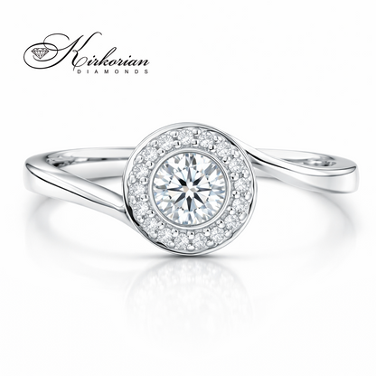 Годежен пръстен от бяло злато 14К с диаманти 0.22 ct KD сертификат код RN19 Високо качество на достъпна цена