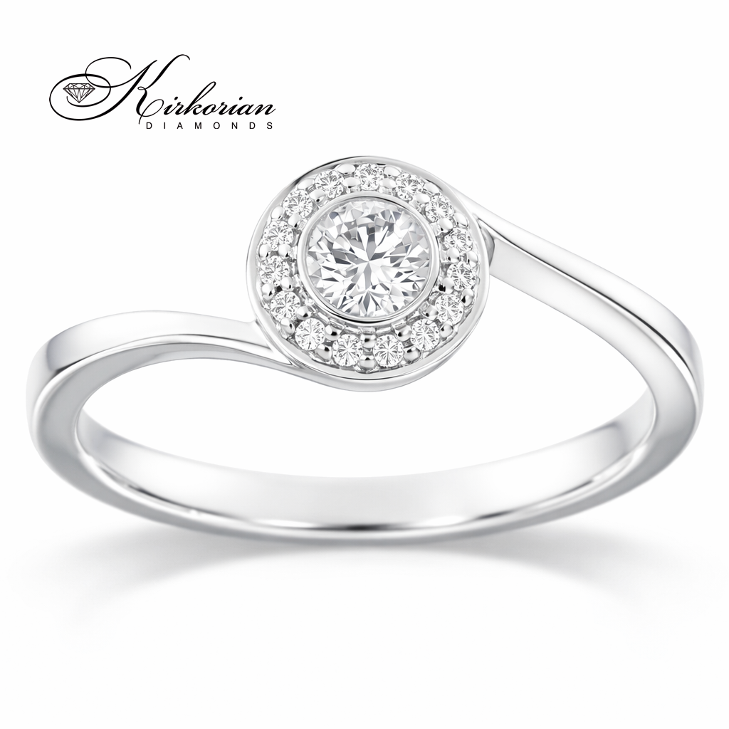 Годежен пръстен от бяло злато 14К с диаманти 0.22 ct KD сертификат код RN19 Високо качество на достъпна цена