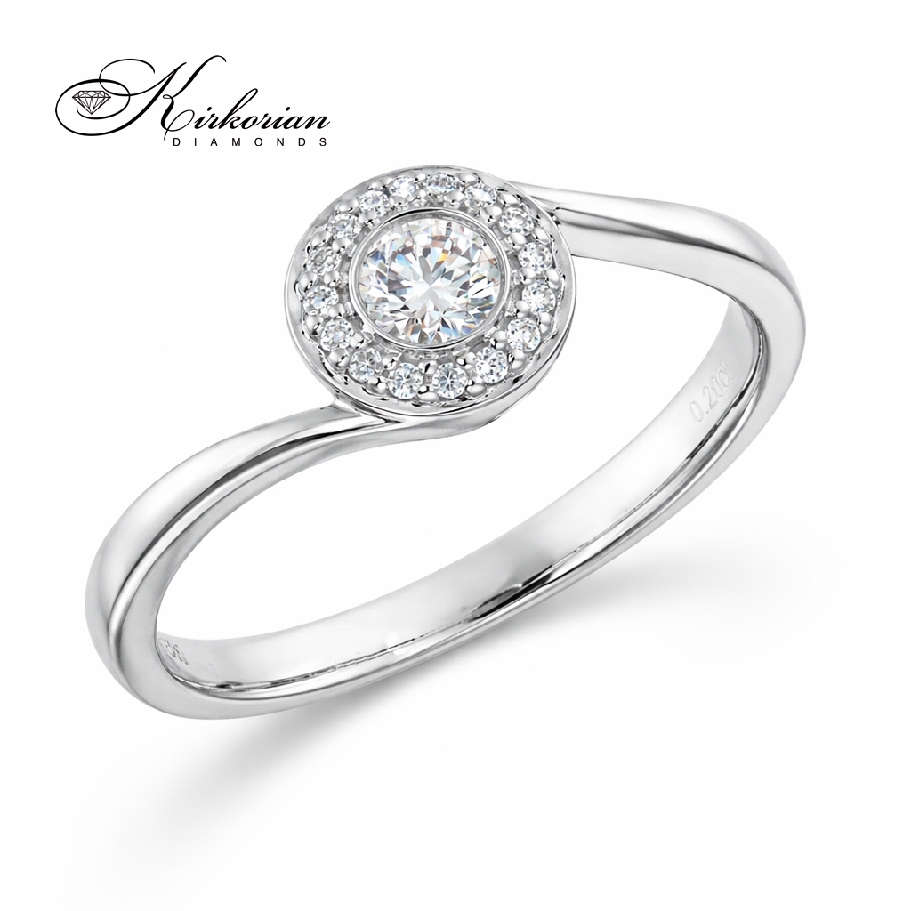 Годежен пръстен от бяло злато 14К с диаманти 0.22 ct KD сертификат код RN19 Високо качество на достъпна цена