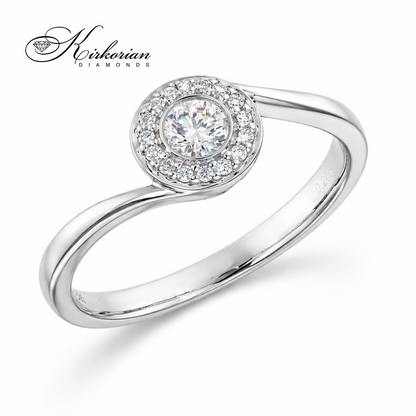 Годежен пръстен от бяло злато 14К с диаманти 0.22 ct KD сертификат код RN19 Високо качество на достъпна цена