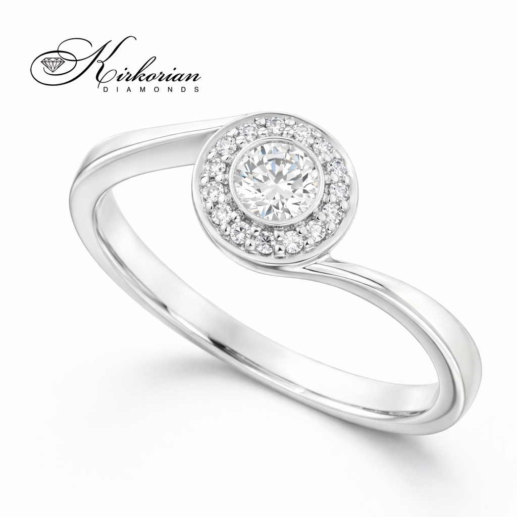 Годежен пръстен от бяло злато 14К с диаманти 0.22 ct KD сертификат код RN19 Високо качество на достъпна цена