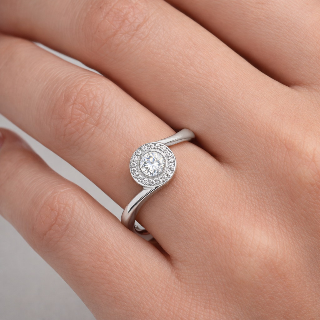 Годежен пръстен от бяло злато 14К с диаманти 0.22 ct KD сертификат код RN19 Високо качество на достъпна цена