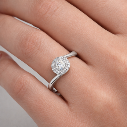 Годежен пръстен от бяло злато 14К с диаманти 0.22 ct KD сертификат код RN19 Високо качество на достъпна цена