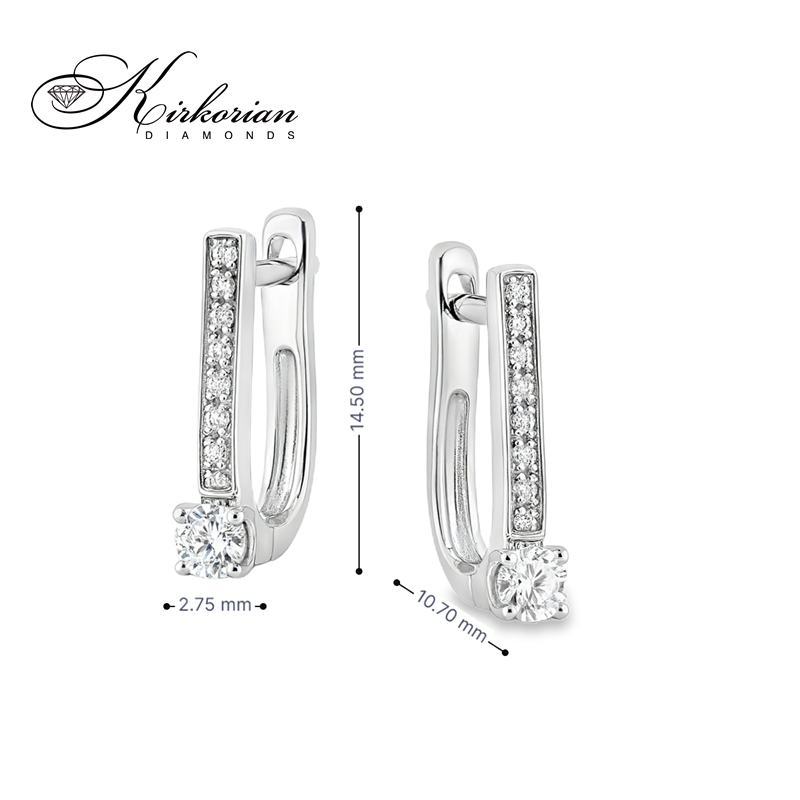 Обеци Бяло Злато 14к с Диаманти 0.24 Карата Английско Закопчаване - Код: RN192 | Kirkorian Diamonds