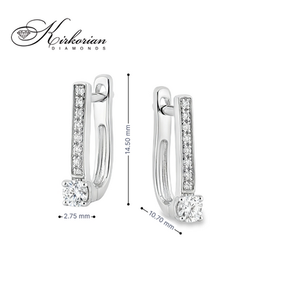 Обеци Бяло Злато 14к с Диаманти 0.24 Карата Английско Закопчаване - Код: RN192 | Kirkorian Diamonds