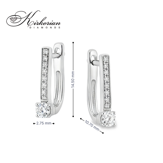 Обеци Бяло Злато 14к с Диаманти 0.24 Карата Английско Закопчаване - Код: RN192 | Kirkorian Diamonds