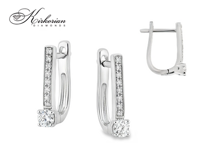 Обеци Бяло Злато 14к с Диаманти 0.24 Карата Английско Закопчаване - Код: RN192 | Kirkorian Diamonds