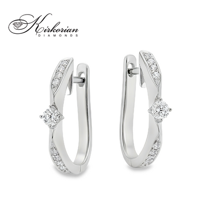 Обеци Бяло Злато 14к с Диаманти 0.29 Карата Английско Закопчаване - Код: RN193 | Kirkorian Diamonds
