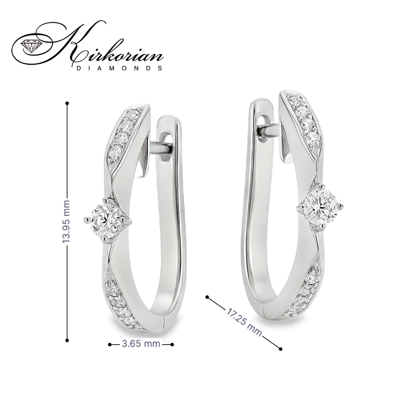 Обеци Бяло Злато 14к с Диаманти 0.29 Карата Английско Закопчаване - Код: RN193 | Kirkorian Diamonds