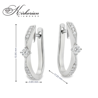 Обеци Бяло Злато 14к с Диаманти 0.29 Карата Английско Закопчаване - Код: RN193 | Kirkorian Diamonds