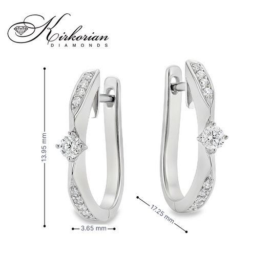 Обеци Бяло Злато 14к с Диаманти 0.29 Карата Английско Закопчаване - Код: RN193 | Kirkorian Diamonds