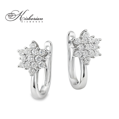 Обеци от бяло злато 14К с диаманти 0.41 ct и английско закопчаване Елегантен модел Код RN195