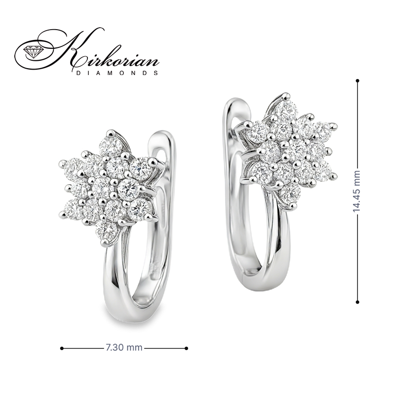 Обеци от бяло злато 14К с диаманти 0.41 ct и английско закопчаване Елегантен модел Код RN195