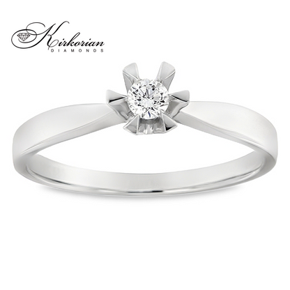 Годежен пръстен от бяло злато 14К с диамант 0.11 ct – класически модел RN200