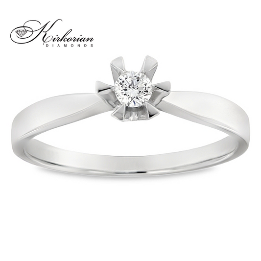 Годежен пръстен от бяло злато 14К с диамант 0.11 ct – класически модел RN200