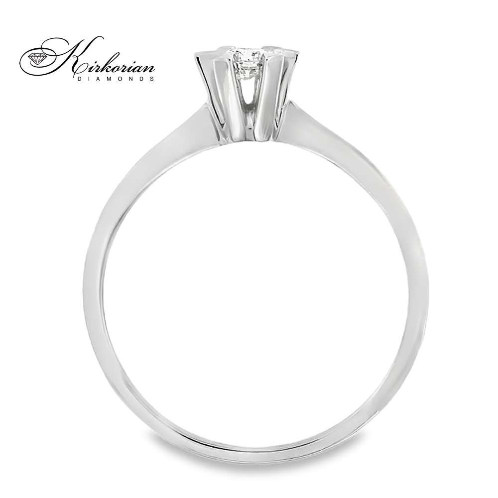 Годежен пръстен от бяло злато 14К с диамант 0.11 ct – класически модел RN200