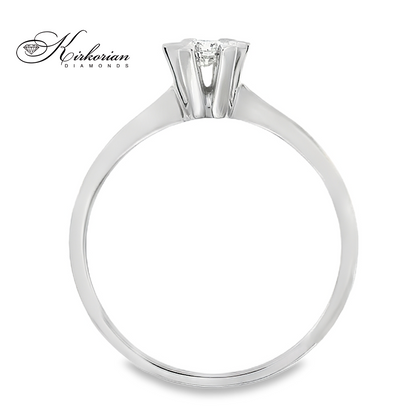 Годежен пръстен от бяло злато 14К с диамант 0.11 ct – класически модел RN200