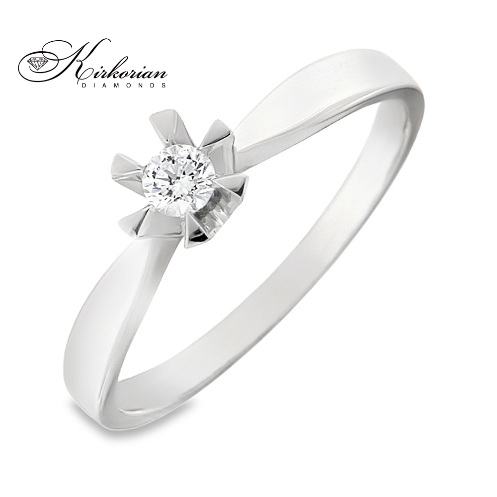 Годежен пръстен от бяло злато 14К с диамант 0.11 ct – класически модел RN200