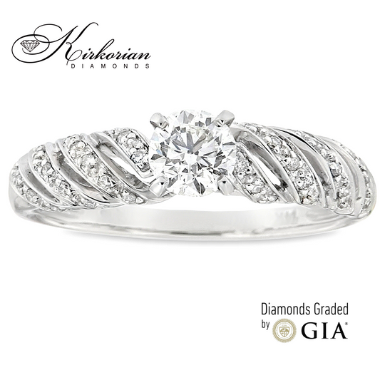 Годежен пръстен от бяло злато 14k с GIA сертифициран диамант 0.50ct – модел RN213