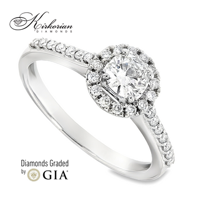 Годежен пръстен от бяло злато 18k с диаманти 0.53ct GIA сертификат RN214B