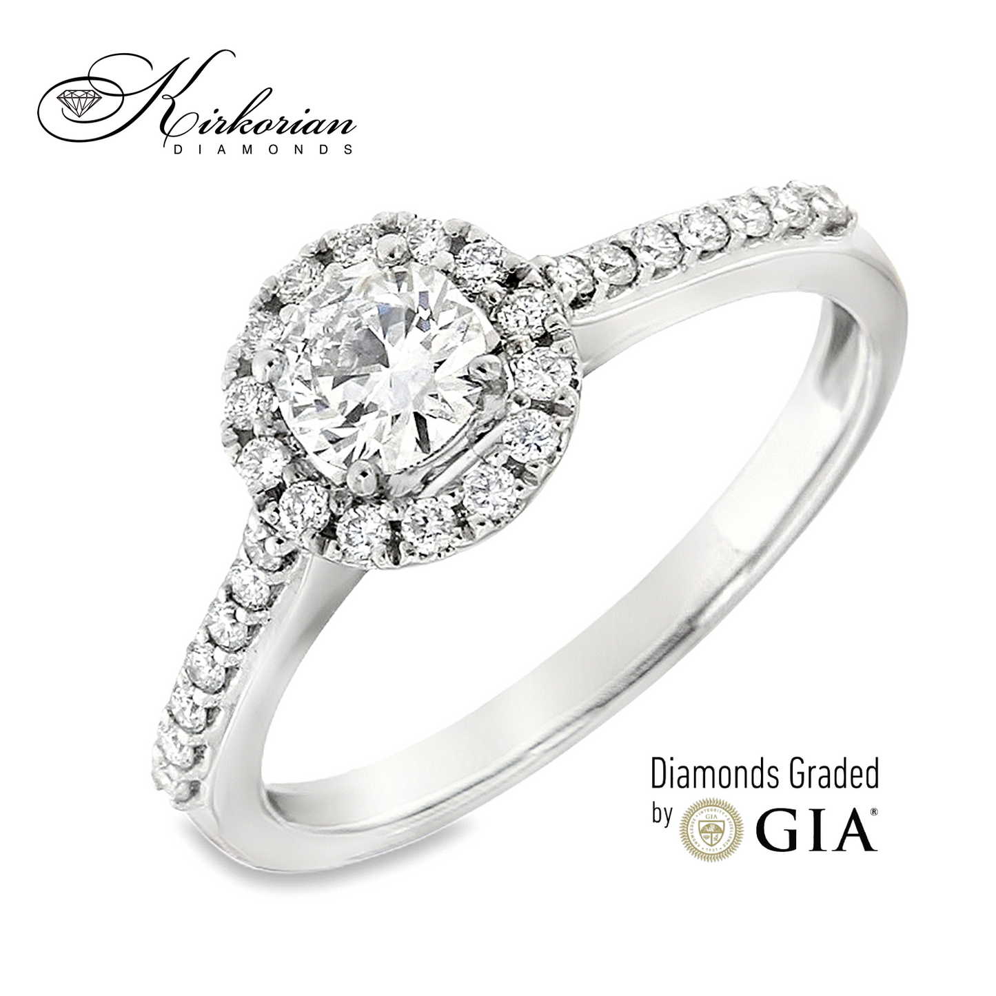 Годежен пръстен от бяло злато 18k с диаманти 0.61ct GIA сертификат RN214