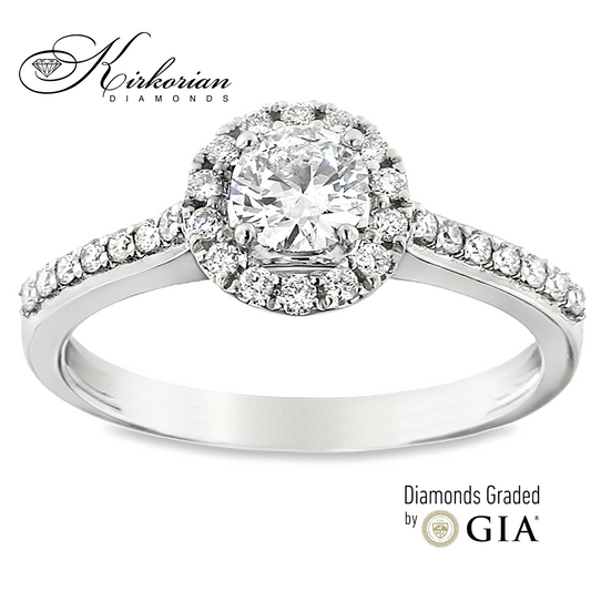 Годежен пръстен от бяло злато 18k с диаманти 0.61ct GIA сертификат RN214