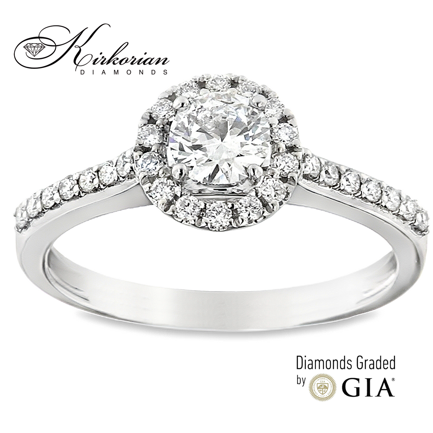 Годежен пръстен от бяло злато 18k с диаманти 0.53ct GIA сертификат RN214B