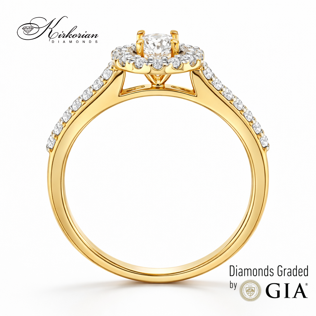 Годежен пръстен от жълто злато 18k с диаманти 0.46ct GIA сертификат RN214A