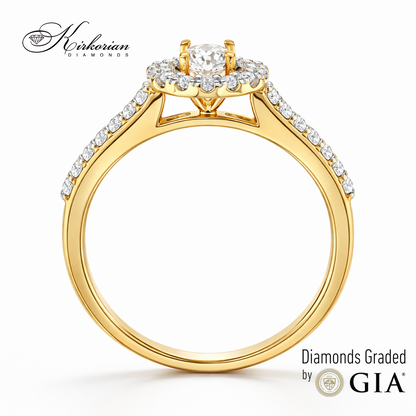 Годежен пръстен от жълто злато 18k с диаманти 0.46ct GIA сертификат RN214A