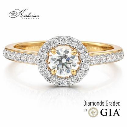 Годежен пръстен от жълто злато 18k с диаманти 0.46ct GIA сертификат RN214A