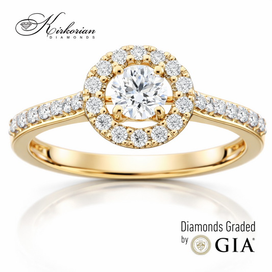 Годежен пръстен от жълто злато 18k с диаманти 0.46ct GIA сертификат RN214A