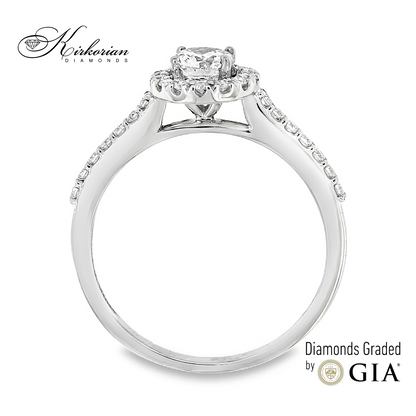 Годежен пръстен от бяло злато 18k с диаманти 0.61ct GIA сертификат RN214