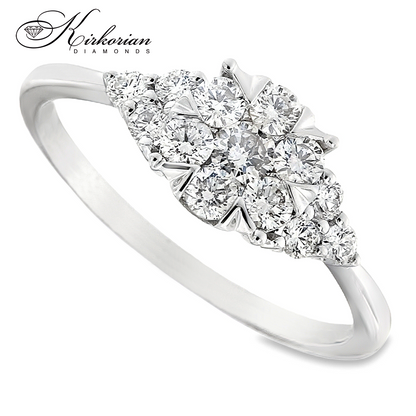 Годежен пръстен с диаманти 0.51 ct от бяло злато 18К – модел RN224