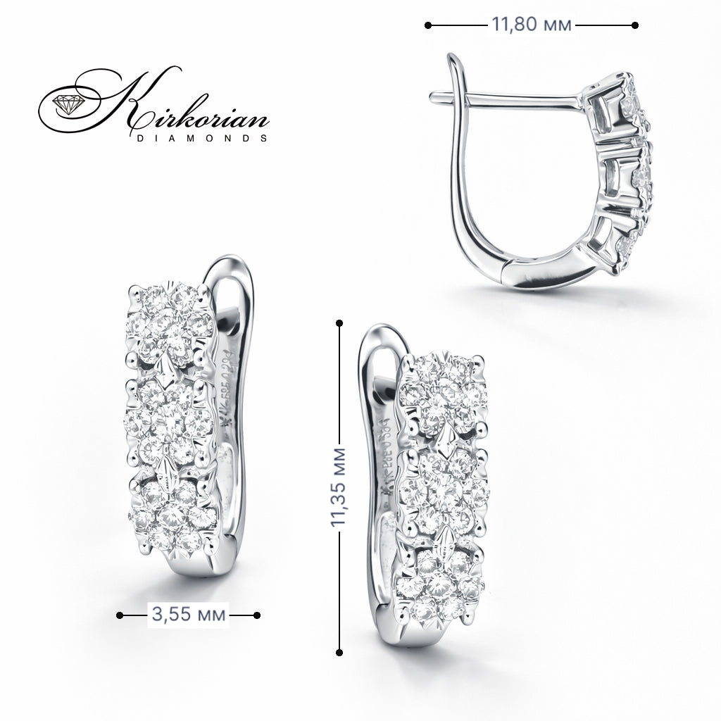 Обеци от бяло злато 18К с диаманти 0.30 ct и английско закопчаване Елегантен модел Код RN230