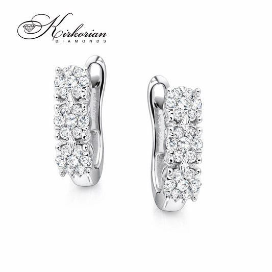 Обеци от бяло злато 18К с диаманти 0.30 ct и английско закопчаване Елегантен модел Код RN230