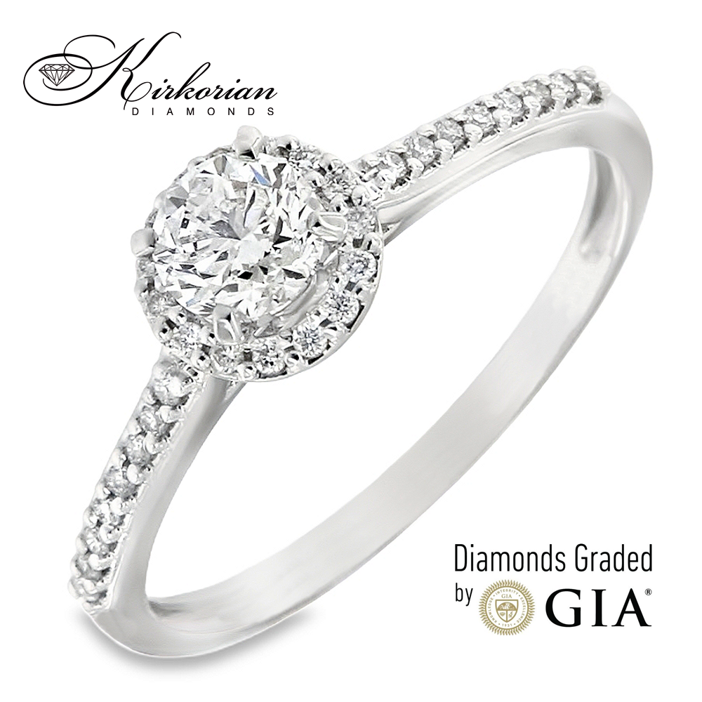 Годежен пръстен от бяло злато 18k с диаманти 0.42ct GIA сертификат RN233