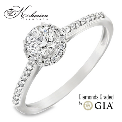 Годежен пръстен от бяло злато 18k с диаманти 0.42ct GIA сертификат RN233