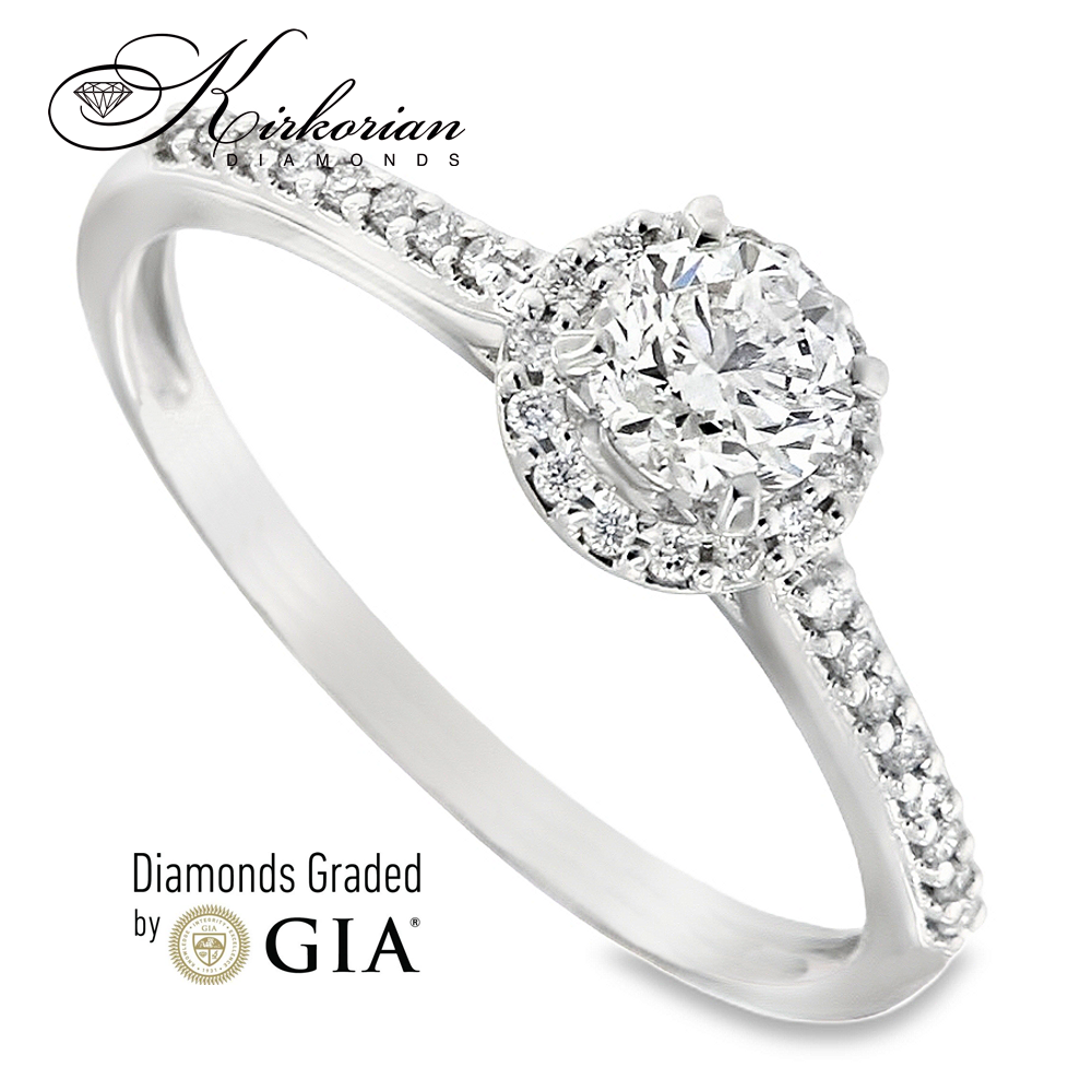 Годежен пръстен от бяло злато 18k с диаманти 0.42ct GIA сертификат RN233