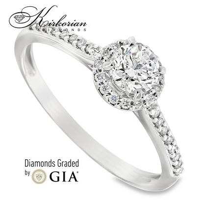 Годежен пръстен от бяло злато 18k с диаманти 0.42ct GIA сертификат RN233