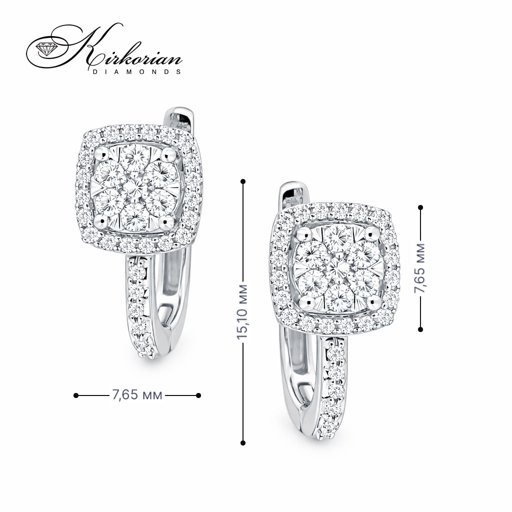 Обеци от бяло злато 14К с диаманти 0.44 ct и английско закопчаване Луксозен модел Код RN237