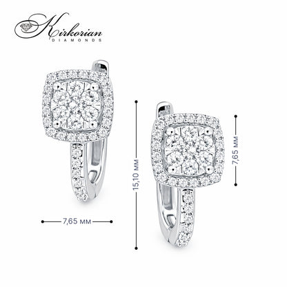 Обеци от бяло злато 14К с диаманти 0.44 ct и английско закопчаване Луксозен модел Код RN237