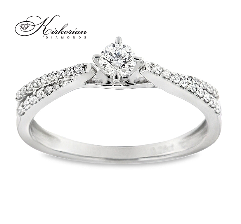 Годежен пръстен с диаманти 0.27 ct от бяло злато 14К – модел RN28