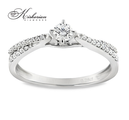 Годежен пръстен с диаманти 0.27 ct от бяло злато 14К – модел RN28