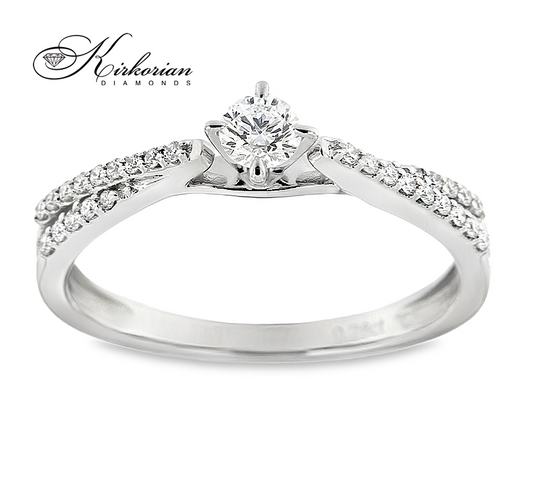 Годежен пръстен с диаманти 0.27 ct от бяло злато 14К – модел RN28