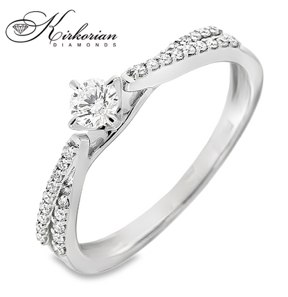 Годежен пръстен с диаманти 0.27 ct от бяло злато 14К – модел RN28