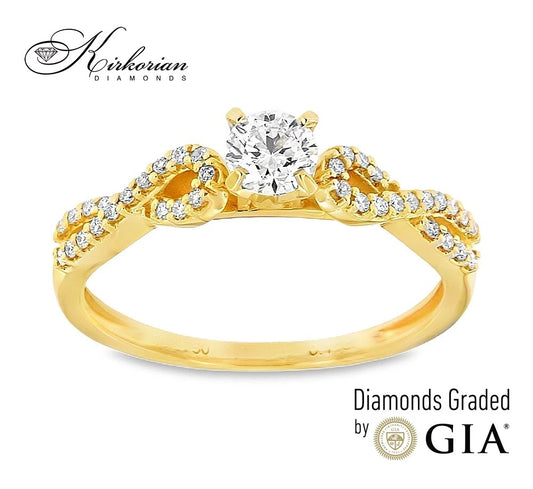 Годежен пръстен от жълто злато 18k с диаманти 0.41ct GIA E/VS2 RN29A