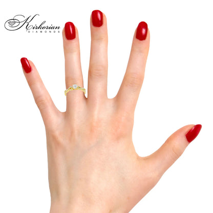 Годежен пръстен от жълто злато 18k с диаманти 0.41ct GIA E/VS2 RN29A