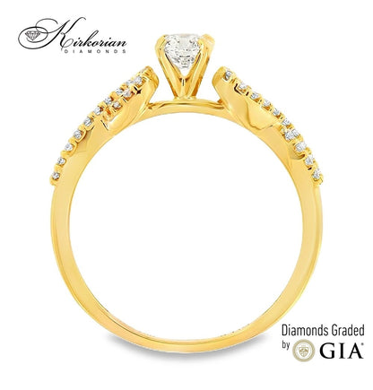 Годежен пръстен от жълто злато 18k с диаманти 0.41ct GIA E/VS2 RN29A